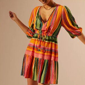 Farm Rio by Anthropologie Medium Colorful Striped Women's Cover Up Dress